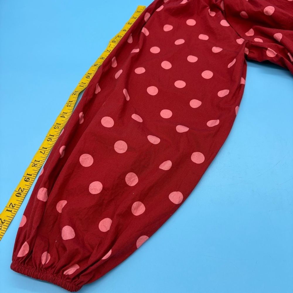 Maeve by Anthropologie Bubble Poplin Crop Top Red Polka Dot Women's Size Medium - Picture 12 of 12